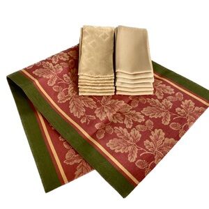 $10 ADD ON 💥 Linens 72”x16” Runner 12 Gold Simply French Lattice Design Napkins